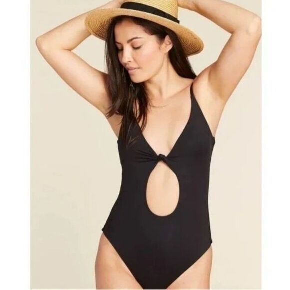 Andie Swim Black Santorini Keyhole Knot One Piece Swimsuit Sz M NWT - Picture 2 of 15
